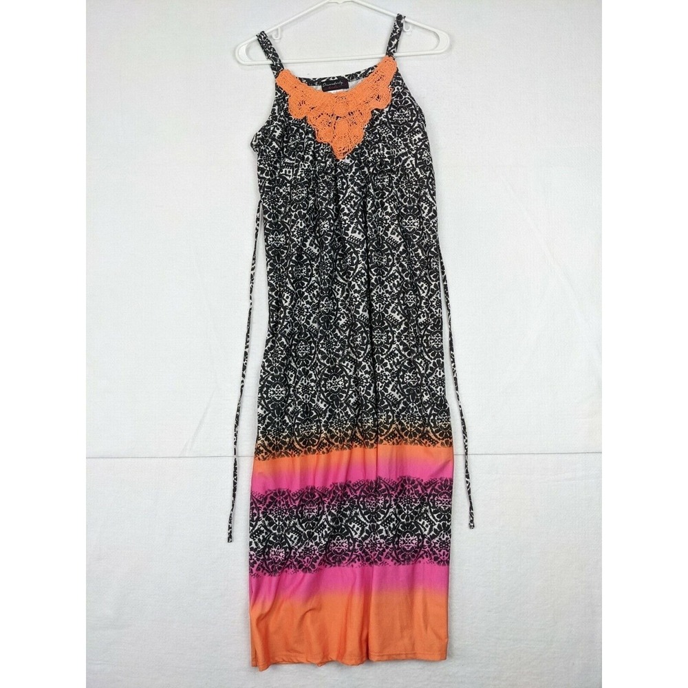 Disorderly Kids Dress Sz 16 Polyester Blend Black Orange